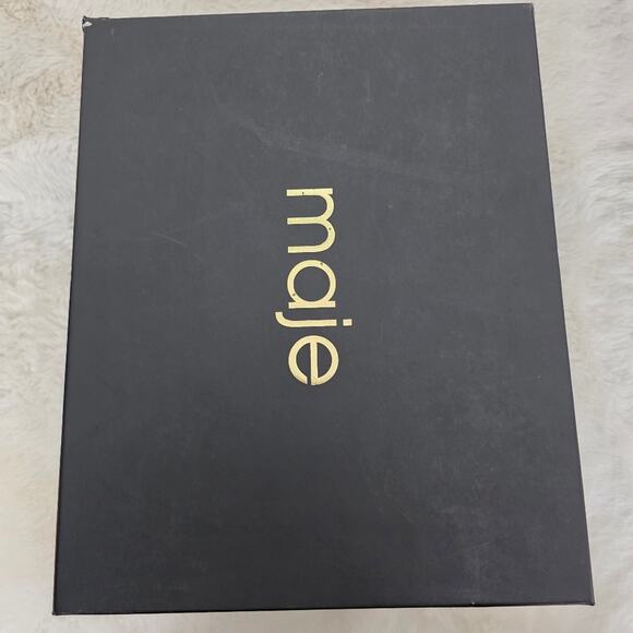 NEW Maje Frankie Chain Trimmed Charm Black Leather Platform Sandal - Picture 13 of 13